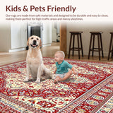 Ultra Soft Area Rug, Non Slip, Stain Resistant, Washable Area Rugs for Living Room, Bedroom, Geometric Red Beige(Red)