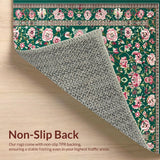Ultra Soft Area Rug, Non Slip, Stain Resistant, Washable Area Rugs for Living Room, Bedroom, Bright Nature-Inspired Geometric Composition(Green)