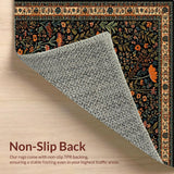 Ultra Soft Area Rug, Non Slip, Stain Resistant, Washable Area Rugs for Living Room, Bedroom, Vibrant Insect Patterned Artistry(Black)