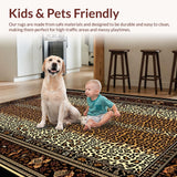 Ultra Soft Area Rug, Non Slip, Stain Resistant, Washable Area Rugs for Living Room, Bedroom, Sophisticated Leopard Skin Design(Brown)