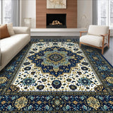 Ultra Soft Area Rug, Non Slip, Stain Resistant, Washable Area Rugs for Living Room, Bedroom, Recycled Oeko TEX Beige(Blue)