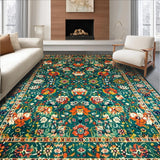 Ultra Soft Area Rug, Non Slip, Stain Resistant, Washable Area Rugs for Living Room, Bedroom, Rustic Earthy Floral Tapestry(Green)
