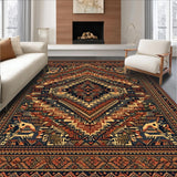 Ultra Soft Area Rug, Non Slip, Stain Resistant, Washable Area Rugs for Living Room, Bedroom, Buffalo Plaid Deer Pattern Washable Floor Mat(Orange)