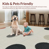 Ultra Soft Area Rug, Non Slip, Stain Resistant, Washable Area Rugs for Living Room, Bedroom, Joyful Black and White Motif(White)