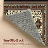 Ultra Soft Area Rug, Non Slip, Stain Resistant, Washable Area Rugs for Living Room, Bedroom, Luxurious Distressed Geometric Print(Beige)