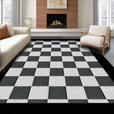 Ultra Soft Area Rug, Non Slip, Stain Resistant, Washable Area Rugs for Living Room, Bedroom, Rustic Twisted Checker Design(Black)