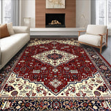 Ultra Soft Area Rug, Non Slip, Stain Resistant, Washable Area Rugs for Living Room, Bedroom, Chic Red Floral Geometry Blend(Red)