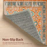 Ultra Soft Area Rug, Non Slip, Stain Resistant, Washable Area Rugs for Living Room, Bedroom, Rustic Retro Patterned Delight(Orange)