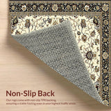 Ultra Soft Area Rug, Non Slip, Stain Resistant, Washable Area Rugs for Living Room, Bedroom, Classic Vintage Botanical Motif(Beige)
