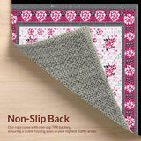 Ultra Soft Area Rug, Non Slip, Stain Resistant, Washable Area Rugs for Living Room, Bedroom, Bright Cheerful Daisy Emblem(Pink)