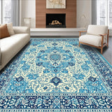 Ultra Soft Area Rug, Non Slip, Stain Resistant, Washable Area Rugs for Living Room, Bedroom, Hand-Tufted Oushak Bedroom Meditation Carpet(Blue)