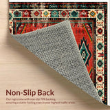 Ultra Soft Area Rug, Non Slip, Stain Resistant, Washable Area Rugs for Living Room, Bedroom, Southwest Aesthetic Bedroom Area Rug with Rubber Backing(Red)