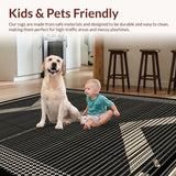 Ultra Soft Area Rug, Non Slip, Stain Resistant, Washable Area Rugs for Living Room, Bedroom, Rustic Neutral Toned Tassel Accent(Black)