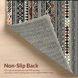 Ultra Soft Area Rug, Non Slip, Stain Resistant, Washable Area Rugs for Living Room, Bedroom, Stylish Tribal Monochrome Aesthetic(Black)