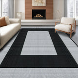 Ultra Soft Area Rug, Non Slip, Stain Resistant, Washable Area Rugs for Living Room, Bedroom, Sleek Abstract Patterned Composition(Black)