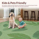 Ultra Soft Area Rug, Non Slip, Stain Resistant, Washable Area Rugs for Living Room, Bedroom, Tropical Sage Green Kitchen Runner Non-Slip(Green)