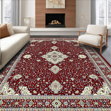 Ultra Soft Area Rug, Non Slip, Stain Resistant, Washable Area Rugs for Living Room, Bedroom, Sophisticated Abstract Burgundy Artistry(Red)