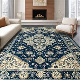 Ultra Soft Area Rug, Non Slip, Stain Resistant, Washable Area Rugs for Living Room, Bedroom, Vintage Floral Medallion Aesthetic(Blue)