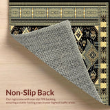 Ultra Soft Area Rug, Non Slip, Stain Resistant, Washable Area Rugs for Living Room, Bedroom, Sleek Transitional Curved Patterns(Gold)
