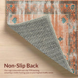 Ultra Soft Area Rug, Non Slip, Stain Resistant, Washable Area Rugs for Living Room, Bedroom, Colorful Ethnic Trellis Arrangement(Orange)