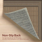Ultra Soft Area Rug, Non Slip, Stain Resistant, Washable Area Rugs for Living Room, Bedroom, Elegant Geometric Area Featuring High Contrast Details(Beige)