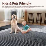 Ultra Soft Area Rug, Non Slip, Stain Resistant, Washable Area Rugs for Living Room, Bedroom, Contemporary Black Living Room Hand-Woven Wool Rug(Black)