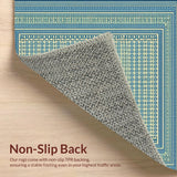 Ultra Soft Area Rug, Non Slip, Stain Resistant, Washable Area Rugs for Living Room, Bedroom, Country Wynona Rectangle with Blue and Beige Tones(Blue)