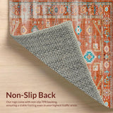 Ultra Soft Area Rug, Non Slip, Stain Resistant, Washable Area Rugs for Living Room, Bedroom, Stylish Minimalist Diamond Motif(Orange)
