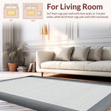 Ultra Soft Area Rug, Non Slip, Stain Resistant, Washable Area Rugs for Living Room, Bedroom, Modern Elegance Black Squares(Gray)