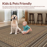 Ultra Soft Area Rug, Non Slip, Stain Resistant, Washable Area Rugs for Living Room, Bedroom, Elegant Geometric Area Featuring High Contrast Details(Beige)