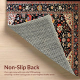 Ultra Soft Area Rug, Non Slip, Stain Resistant, Washable Area Rugs for Living Room, Bedroom, Artistic Black and Red Nature Design(Black)