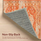 Ultra Soft Area Rug, Non Slip, Stain Resistant, Washable Area Rugs for Living Room, Bedroom, Charming Soft Textured Motif Runner(Orange)