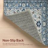 Ultra Soft Area Rug, Non Slip, Stain Resistant, Washable Area Rugs for Living Room, Bedroom, Earthy Toned Soft Botanical Motif(Blue)