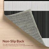 Ultra Soft Area Rug, Non Slip, Stain Resistant, Washable Area Rugs for Living Room, Bedroom, Sleek Earth Tone Linear Patterns(Black)