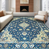 Ultra Soft Area Rug, Non Slip, Stain Resistant, Washable Area Rugs for Living Room, Bedroom, Elegant Distressed Floral Medallion(Blue)