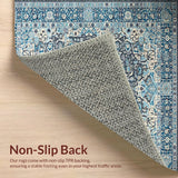 Ultra Soft Area Rug, Non Slip, Stain Resistant, Washable Area Rugs for Living Room, Bedroom, Eclectic Grey Blue Medallion Charm(Blue)