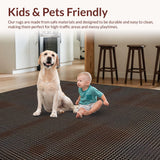 Ultra Soft Area Rug, Non Slip, Stain Resistant, Washable Area Rugs for Living Room, Bedroom, Artful Fluffy Patterned Decor(Brown)