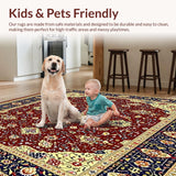 Ultra Soft Area Rug, Non Slip, Stain Resistant, Washable Area Rugs for Living Room, Bedroom, Vintage Loom Inspired Area(Red)
