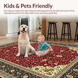 Ultra Soft Area Rug, Non Slip, Stain Resistant, Washable Area Rugs for Living Room, Bedroom, Glamorous Deep Red Trellis Pattern(Red)