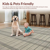 Ultra Soft Area Rug, Non Slip, Stain Resistant, Washable Area Rugs for Living Room, Bedroom, Timeless Vintage Patterned Geometry(Beige)