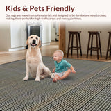 Ultra Soft Area Rug, Non Slip, Stain Resistant, Washable Area Rugs for Living Room, Bedroom, Rustic Neutral Diamond Patterning(Beige)