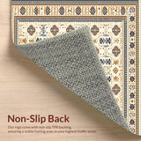 Ultra Soft Area Rug, Non Slip, Stain Resistant, Washable Area Rugs for Living Room, Bedroom, Chic Neutral Tiled Aesthetic(Beige)