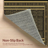 Ultra Soft Area Rug, Non Slip, Stain Resistant, Washable Area Rugs for Living Room, Bedroom, Sophisticated Curvilinear Patterns in Gold(Gold)