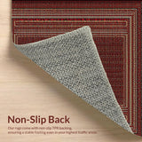 Ultra Soft Area Rug, Non Slip, Stain Resistant, Washable Area Rugs for Living Room, Bedroom, Elegant Warm Tones Design(Red)