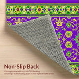 Ultra Soft Area Rug, Non Slip, Stain Resistant, Washable Area Rugs for Living Room, Bedroom, Luxurious Multi-Color Geometric Motif(Purple)