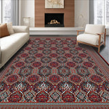 Ultra Soft Area Rug, Non Slip, Stain Resistant, Washable Area Rugs for Living Room, Bedroom, Rustic Octagonal Textured Design(Red)