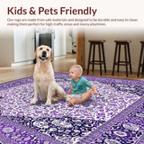 Ultra Soft Area Rug, Non Slip, Stain Resistant, Washable Area Rugs for Living Room, Bedroom, Waterproof Patio with(Purple)