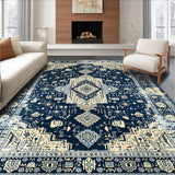 Ultra Soft Area Rug, Non Slip, Stain Resistant, Washable Area Rugs for Living Room, Bedroom, Rustic Textured Abstract Motif(Blue)