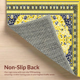 Ultra Soft Area Rug, Non Slip, Stain Resistant, Washable Area Rugs for Living Room, Bedroom, Bright Contemporary Mosaic Influence(Yellow)