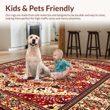 Ultra Soft Area Rug, Non Slip, Stain Resistant, Washable Area Rugs for Living Room, Bedroom, Classic Intricate(Red)